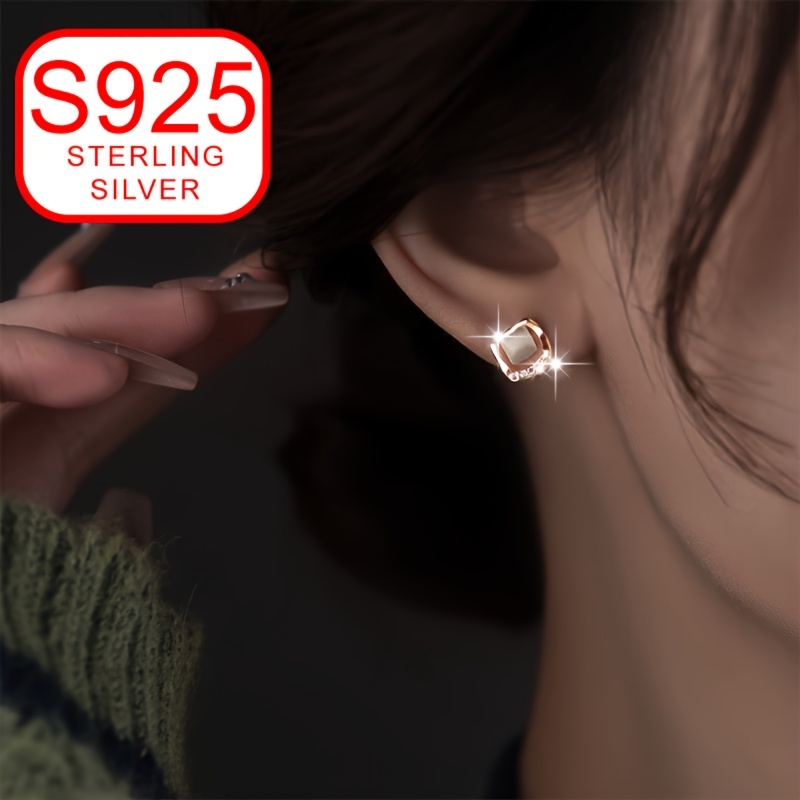 Women's Square Geometric Stud Earrings S925 Silver